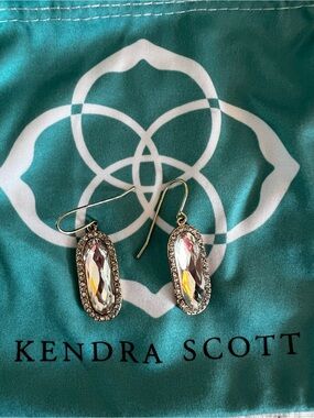 Kendra Scott Clear Crystal Halo Drop Earrings - Gold Tone